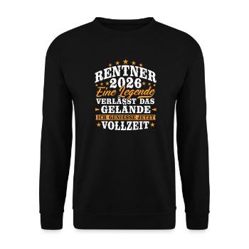 Rentner 2026 Rente Ruhestand Geschenk - Unisex Pullover - Schwarz - Vorne - Alina (178cm) & Michal (187cm)