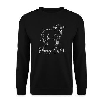 Happy Easter, Cute Lamb Spring Shirt, Hoodie, Mug - Unisex Pullover - Schwarz - Vorne - Alina (178cm) & Michal (187cm)