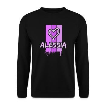 Geschenkidee Alessia - Unisex Pullover - Schwarz - Vorne - Alina (178cm) & Michal (187cm)