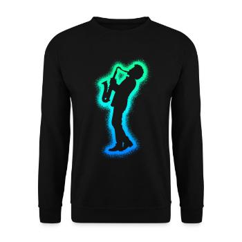 Saxophonist Saxofon Herren Kinder Jungen Saxophon - Unisex Pullover - Schwarz - Vorne - Alina (178cm) & Michal (187cm)
