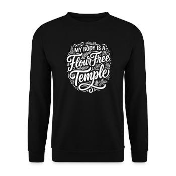 Humour sans gluten sans farine Temple - Sweat-shirt Unisexe - noir - Devant - Alina (178cm) & Michal (187cm)