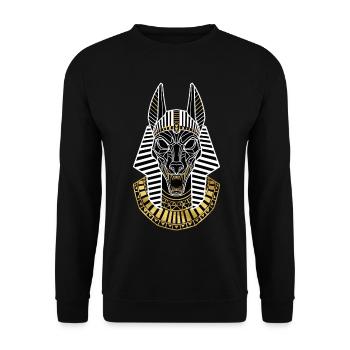 Ägyptisches Anubis-Masken-Gold-weißes göttliches Totem - Unisex Pullover - Schwarz - Vorne - Alina (178cm) & Michal (187cm)