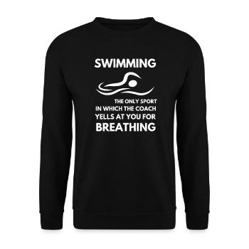 Lustiger Schwimm- und Atemkampf - Unisex Pullover - Schwarz - Vorne - Alina (178cm) & Michal (187cm)
