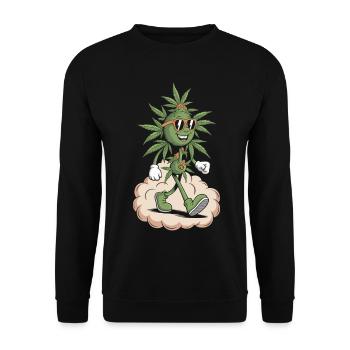 Cannabis Weed T-Shirt mit Sonnenbrille - Unisex Pullover - Schwarz - Vorne - Alina (178cm) & Michal (187cm)