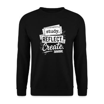 Study Reflect, Motivational Typography erstellen - Unisex Pullover - Schwarz - Vorne - Alina (178cm) & Michal (187cm)