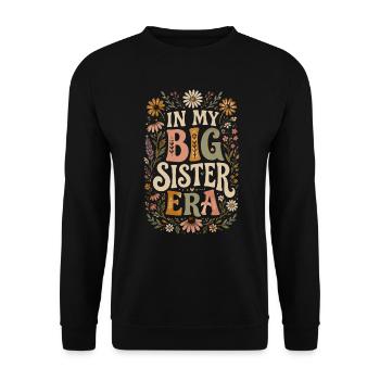In My Big Sister Era Retro | Big Sister Gift - Unisex Sweatshirt - black - Front - Alina (178cm) & Michal (187cm)