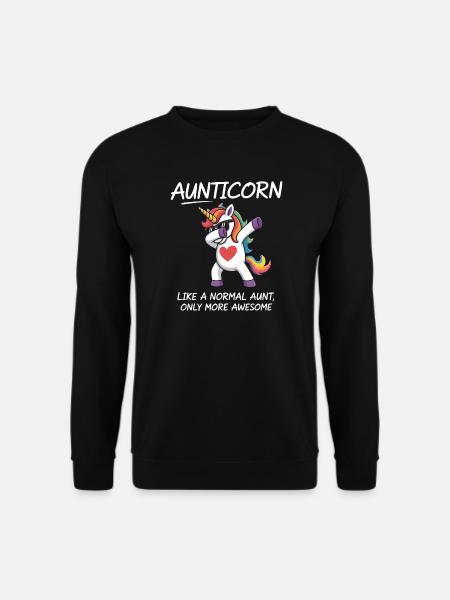 Aunticorn Tante Einhorn Dabbing Spruch Awesome - Unisex Pullover - Schwarz