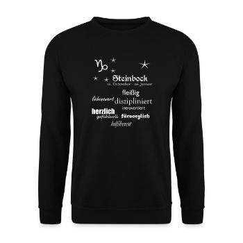 Steinbock_Sternzeichen - Unisex Pullover - Schwarz - Vorne - Alina (178cm) & Michal (187cm)