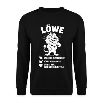 Sternzeichen Löwe Geschenk lustig Sprüche - Unisex Pullover - Schwarz - Vorne - Alina (178cm) & Michal (187cm)