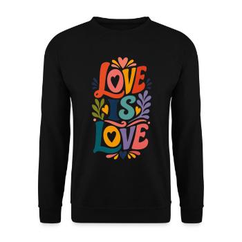 Love Is Love Vintage 70s Pride Motiv CSD Parade - Unisex Pullover - Schwarz - Vorne - Alina (178cm) & Michal (187cm)