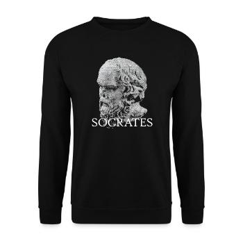 Sokrates' Schädelporträt - Unisex Pullover - Schwarz - Vorne - Alina (178cm) & Michal (187cm)