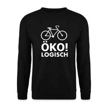 Ökologisch unterwegs mit dem Fahrrad - Unisex Pullover - Schwarz - Vorne - Alina (178cm) & Michal (187cm)