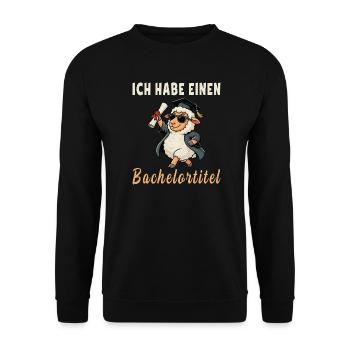 Bachelor Abschluss Lustiges Schaf mit Sonnenbrille - Unisex Pullover - Schwarz - Vorne - Alina (178cm) & Michal (187cm)