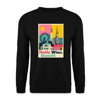 Wien-Vienna-Unfreundlich-Freundlichkeit - Unisex Pullover - Schwarz - Vorne - Alina (178cm) & Michal (187cm)