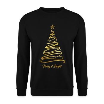 Goldener Weihnachtszauber – Merry & Bright - Unisex Pullover - Schwarz - Vorne - Alina (178cm) & Michal (187cm)