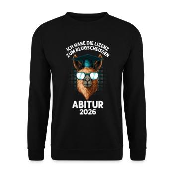 Lizenz zum Klugscheißen Abi - Unisex Pullover - Schwarz - Vorne - Alina (178cm) & Michal (187cm)