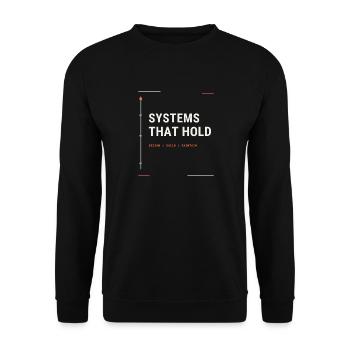 Systeme, die halten: Design, Build, Maintain - Unisex Pullover - Schwarz - Vorne - Alina (178cm) & Michal (187cm)