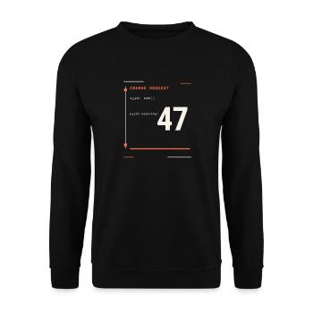 Änderungsanfrage-Blueprint - Unisex Pullover - Schwarz - Vorne - Alina (178cm) & Michal (187cm)