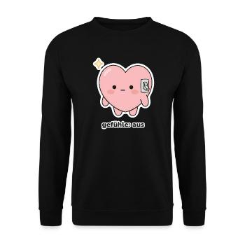 gefühle: aus – Herz Meme - Unisex Pullover - Schwarz - Vorne - Alina (178cm) & Michal (187cm)