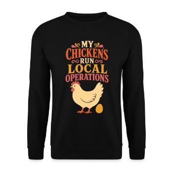 My Chickens Run Local Operations - Unisex Pullover - Schwarz - Vorne - Alina (178cm) & Michal (187cm)