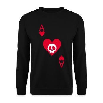 Herzschädel - Unisex Pullover - Schwarz - Vorne - Alina (178cm) & Michal (187cm)