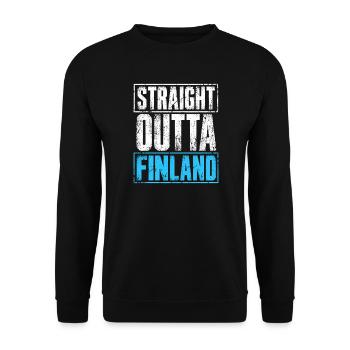 Straight Outta Finland - Finnland - finnisch - Unisex Pullover - Schwarz - Vorne - Alina (178cm) & Michal (187cm)