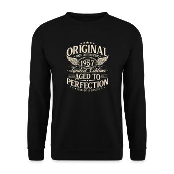 Original 1957 Jahrgang Geburtstag Geschenk Retro  - Unisex Pullover - Schwarz - Vorne - Alina (178cm) & Michal (187cm)