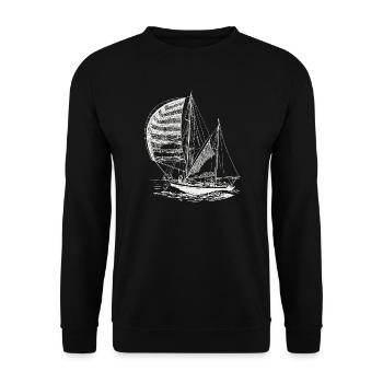 Segelboot Segeln Segler Meer Nautik Vintage Motiv - Unisex Pullover - Schwarz - Vorne - Alina (178cm) & Michal (187cm)