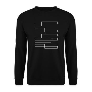 Geometrisches Linienmuster - Unisex Pullover - Schwarz - Vorne - Alina (178cm) & Michal (187cm)