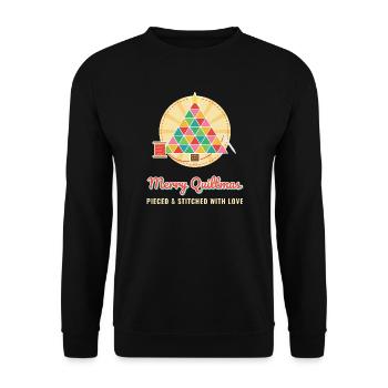 Fröhliche Quiltmas Lustige Weihnachtsquilterin - Unisex Pullover - Schwarz - Vorne - Alina (178cm) & Michal (187cm)