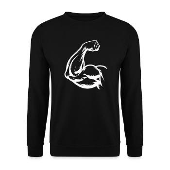 Bizeps Silhouette  - Unisex Pullover - Schwarz - Vorne - Alina (178cm) & Michal (187cm)