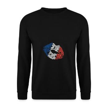 Kuss aus Frankreich - Unisex Pullover - Schwarz - Vorne - Alina (178cm) & Michal (187cm)