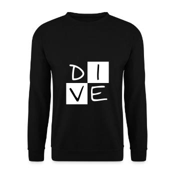 DIVE im Quadrat - Unisex Pullover - Schwarz - Vorne - Alina (178cm) & Michal (187cm)