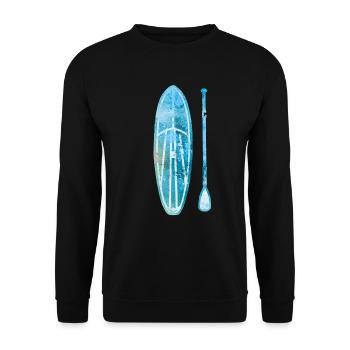 Stand Up Paddle Board SUP with Paddle Watercolor - Unisex Sweatshirt - black - Front - Alina (178cm) & Michal (187cm)