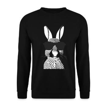 Fashionable Fashion Black and White Rabbit With Glasses - Unisex Sweatshirt - black - Front - Alina (178cm) & Michal (187cm)