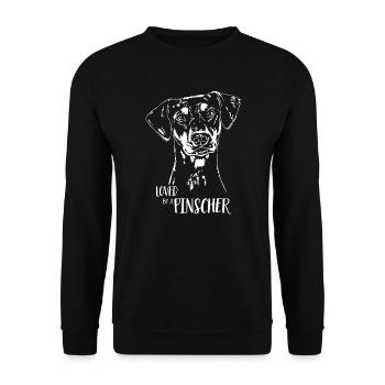 Aimé par un chien Pinscher Dog Saying Wilsigns - Sweat-shirt Unisexe - noir - Devant - Alina (178cm) & Michal (187cm)