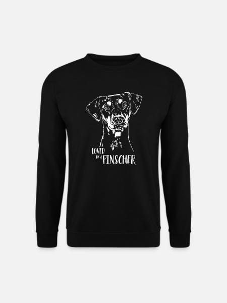 Loved by a Pinscher Hunde Hundespruch Wilsigns - Unisex Pullover - Schwarz