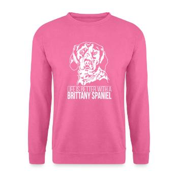 Bretagne La vie d’épagneul est meilleure Chiens Wilsigns - Sweat-shirt Unisexe - rose - Devant