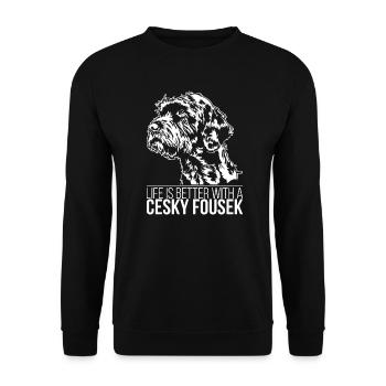 Cesky Fousek la vie est meilleure Dog Wilsigns - Sweat-shirt Unisexe - noir - Devant - Alina (178cm) & Michal (187cm)