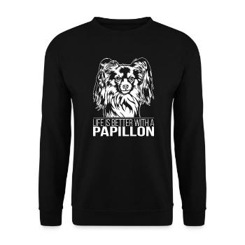 La vie de Papillon est meilleure Chiens Wilsigns - Sweat-shirt Unisexe - noir - Devant - Alina (178cm) & Michal (187cm)