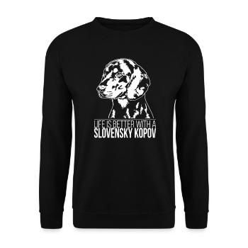 Slovensky Kopov life is better Dogs Dog Wilsigns - Unisex Sweatshirt - black - Front - Alina (178cm) & Michal (187cm)