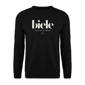 Biele Hallo habt ihr Hunger? - Unisex Pullover - Schwarz - Vorne - Alina (178cm) & Michal (187cm)