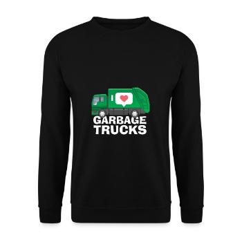 I love garbage trucks - Unisex Sweatshirt - black - Front - Alina (178cm) & Michal (187cm)