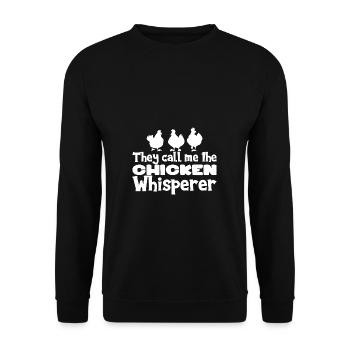 They Call Me Chicken Whisperer Hühner - Unisex Pullover - Schwarz - Vorne - Alina (178cm) & Michal (187cm)