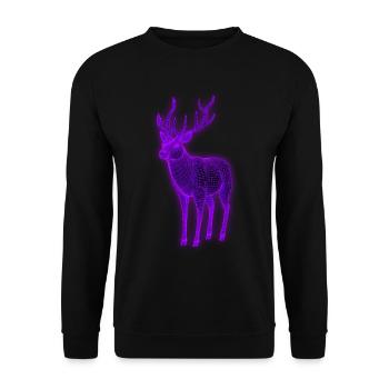 Jäger 3d Effekt Hirsch ultraviolett - Unisex Pullover - Schwarz - Vorne - Alina (178cm) & Michal (187cm)