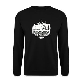 Les vététistes en face de Schneeberg dans les montagnes Fichtel - Sweat-shirt Unisexe - noir - Devant - Alina (178cm) & Michal (187cm)
