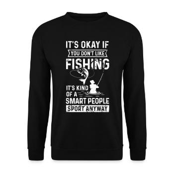 Es ist okay, wenn du nicht fischen magst, es ist s - Unisex Pullover - Schwarz - Vorne - Alina (178cm) & Michal (187cm)