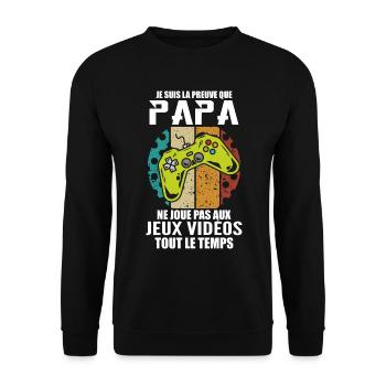 Proof that Dad doesn't play video games - Unisex Sweatshirt - black - Front - Alina (178cm) & Michal (187cm)