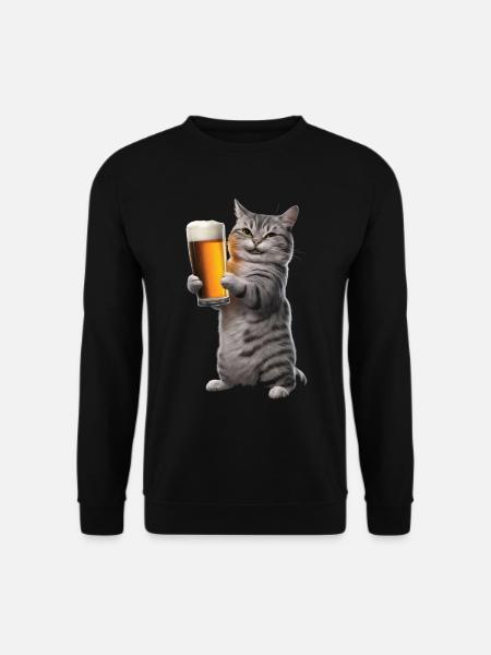 Katze Bier - Unisex Pullover - Schwarz