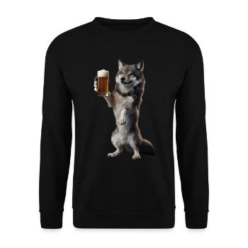 Wolf Bier - Unisex Pullover - Schwarz - Vorne - Alina (178cm) & Michal (187cm)